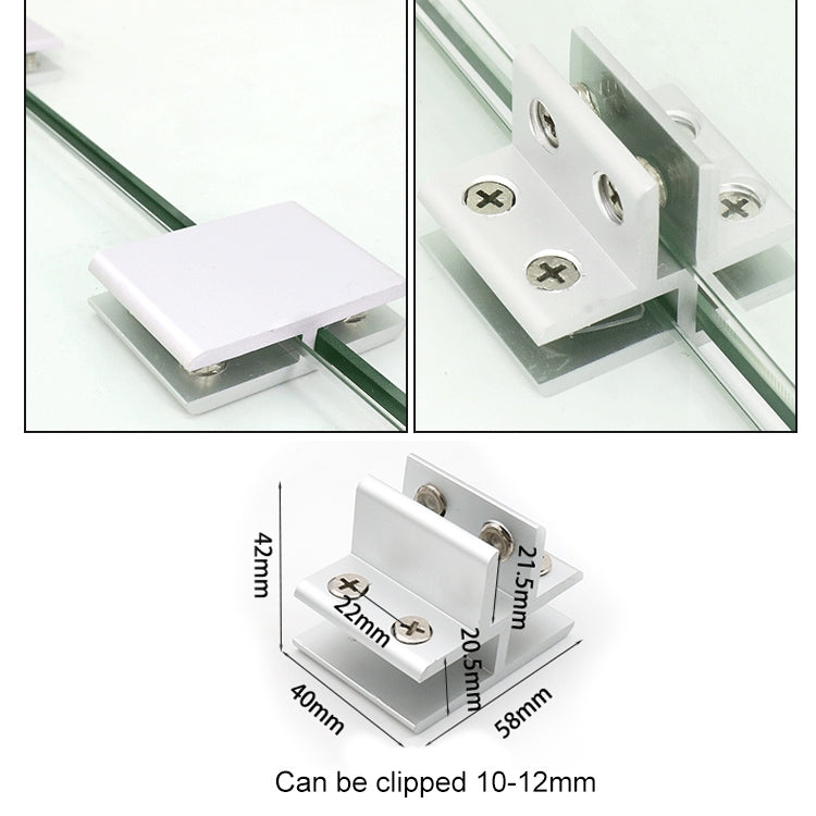 3 PCS Aluminum Alloy Glass Combination Clamp Cabinet Partition Fixing Clip, T-type Cliped 10-12mm