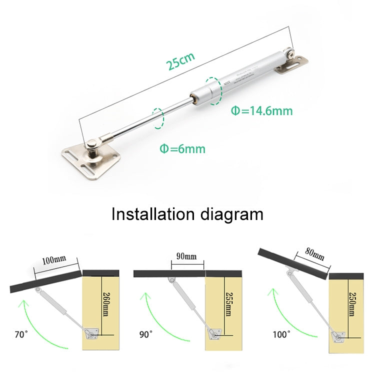 5 PCS Iron Head Cabinet Gas Holder Hydraulic Rod Buffer Telescopic Strut, 10 inch 80N (8kg)