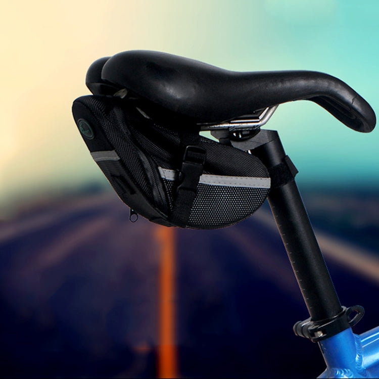 OQSPORT Bicycle Waterproof Seat Tail Bag Mountain Road Bike Saddle Bag with Waterproof Zipper & Quick Release Buckle & Tail Light Installation Rope, Size: 21x9x7cm(Black)