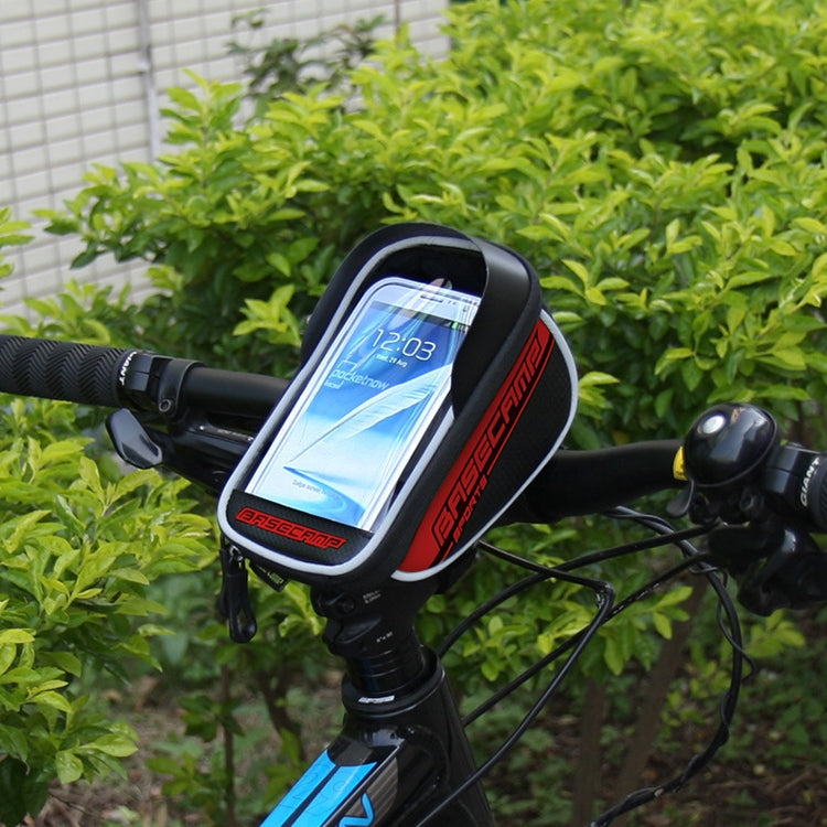 BaseCamp BC-305 Bicycle Phone Bags Mountain Road Bike Front Head Top Frame Handlebar Bag with Transparent Window & Sun Visor for 5.8 Inch 15x8cm and Below Smartphones