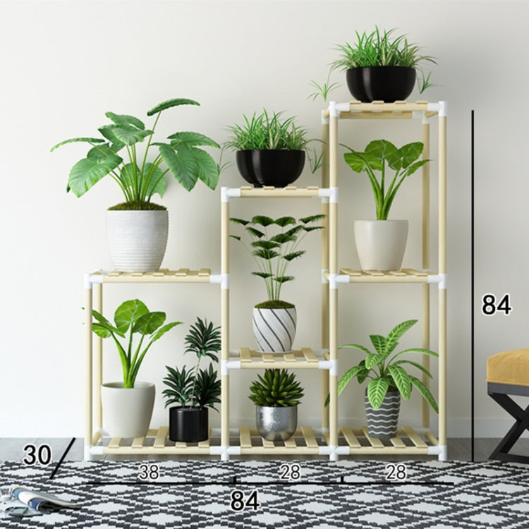 Balcony Living Room Multi-layer Solid Wood Flower Stand Potted Planting Shelves (Standard Style)