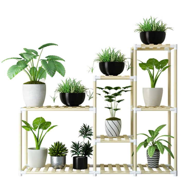 Balcony Living Room Multi-layer Solid Wood Flower Stand Potted Planting Shelves (Extended Style)