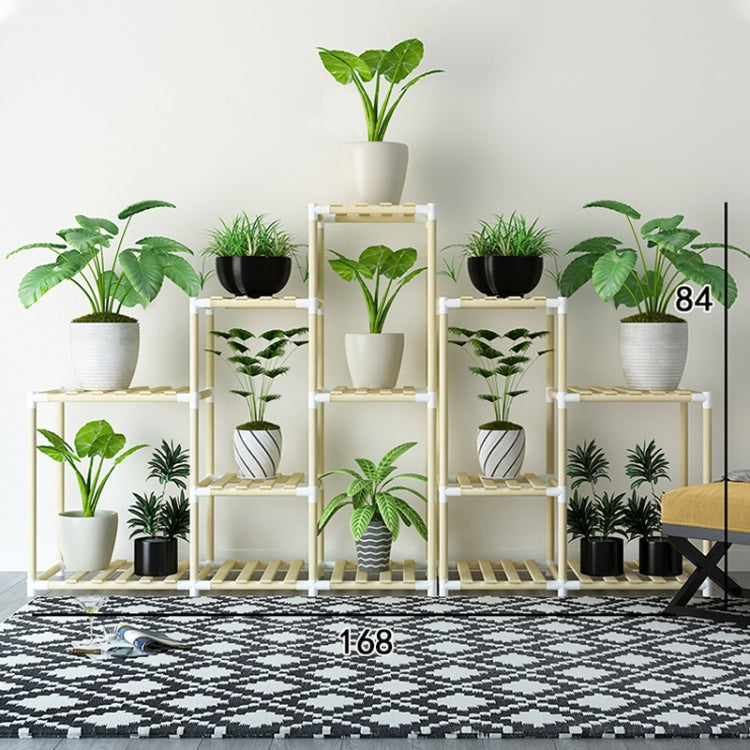 Balcony Living Room Multi-layer Solid Wood Flower Stand Potted Planting Shelves (Combination Style)