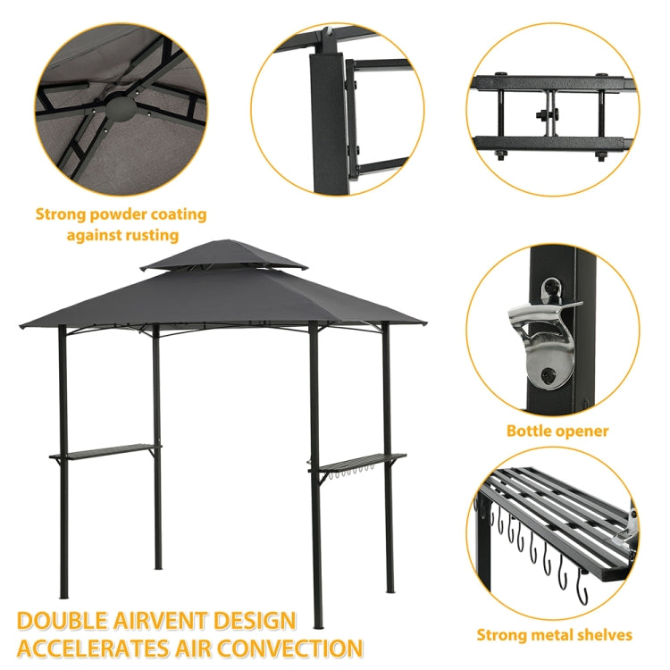 [US Warehouse] 8x5Ft Portable Outdoor Barbecue Gazebo Shelter Tent (Grey)