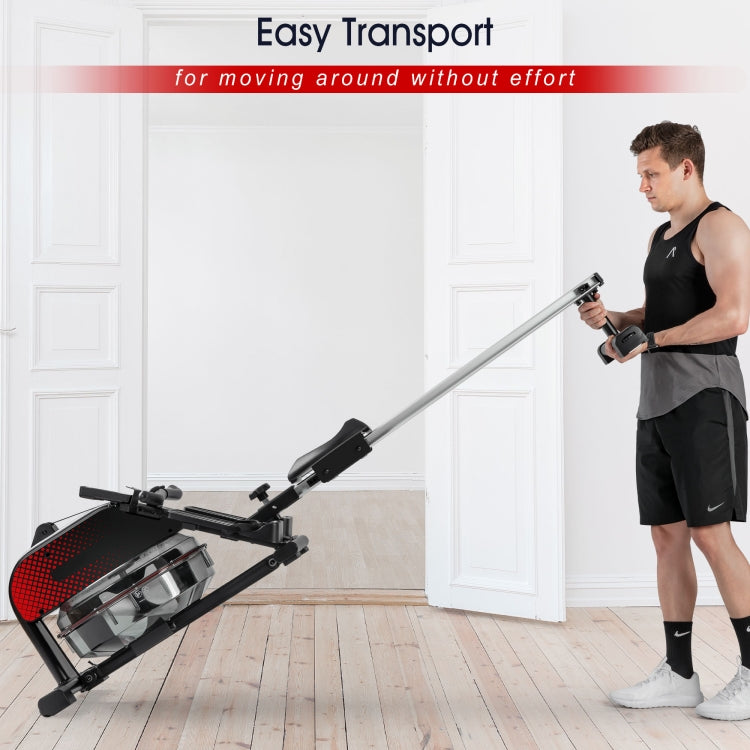 [US Warehouse] Home Folable Water Rowing Machine Rower with LCD Monitor