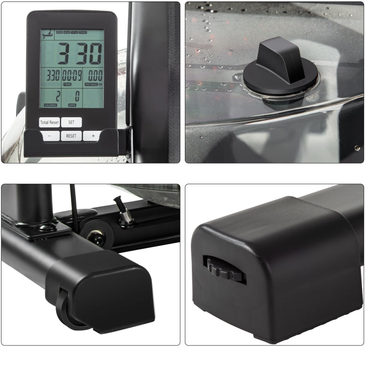 [US Warehouse] Home Folable Water Rowing Machine Rower with LCD Monitor