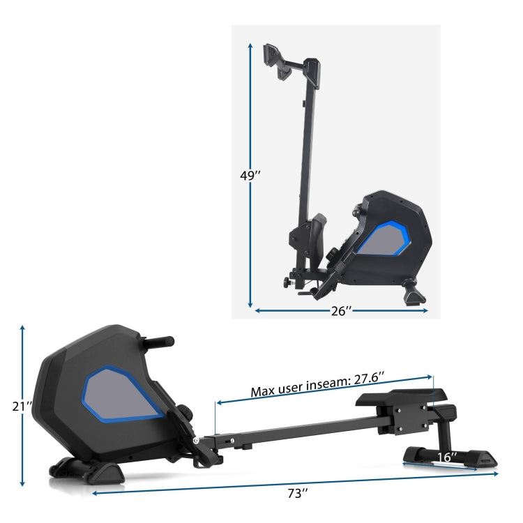 [US Warehouse] Home Foldable Magnetic Rower Rowing Machine with 8 Resistance