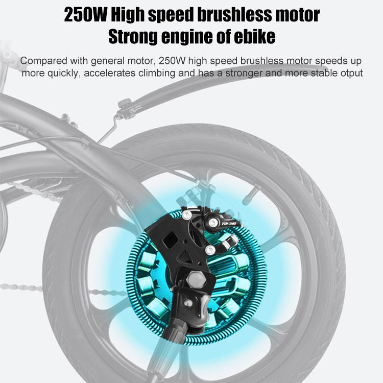 [EU Warehouse] dyu A1F 250W 25KM 16 inch Foldable Electric Bicycle Scooter (Black)