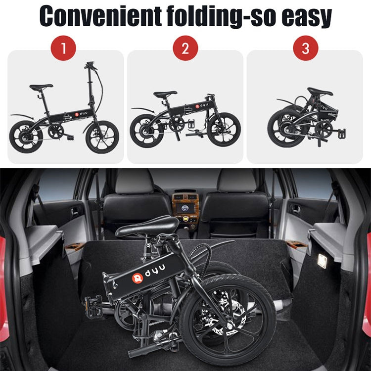 [EU Warehouse] dyu A1F 250W 25KM 16 inch Foldable Electric Bicycle Scooter (Black)