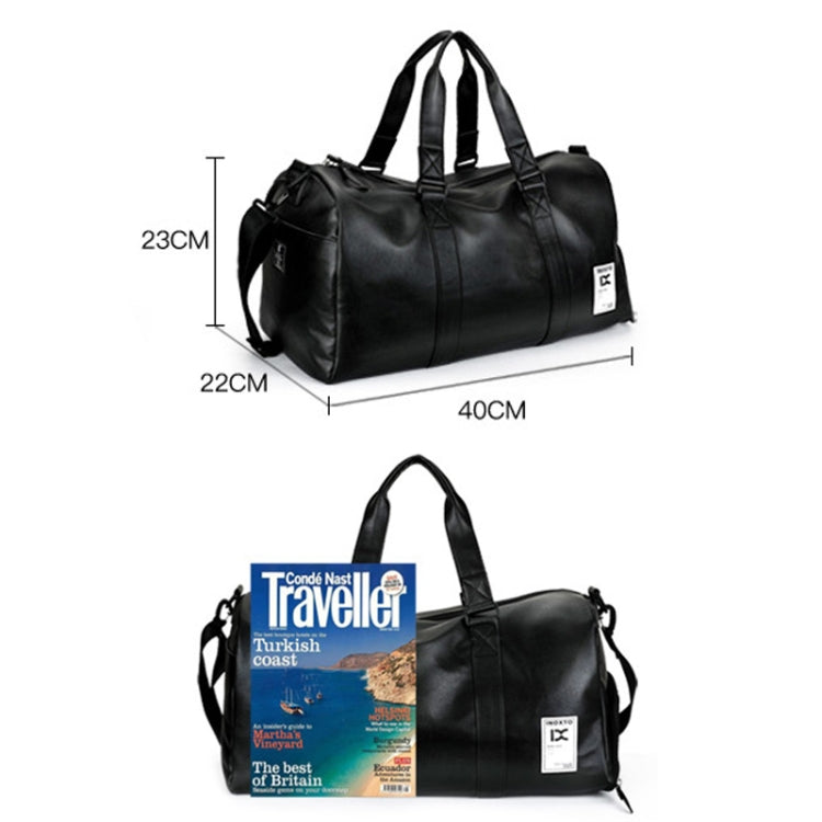 IX LK8068 Waterproof Cylinder Shape PU Leather One-shoulder Portable Fitness Travel Bag, Size: 40 x 23 x 22cm