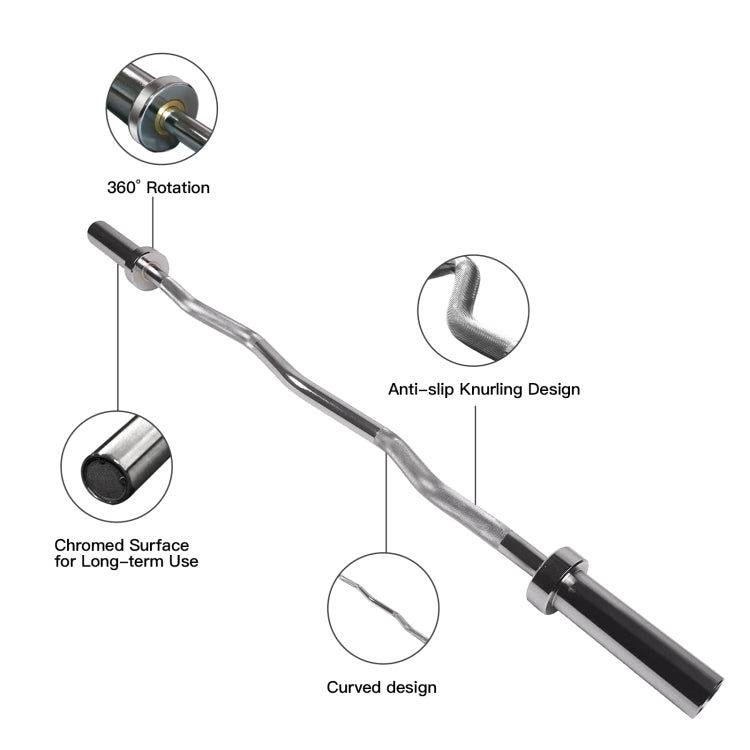 [US Warehouse] 47 inch Curved Bar Barbell Bar Load-bearing: 500lb