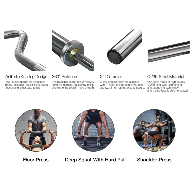 [US Warehouse] 47 inch Curved Bar Barbell Bar Load-bearing: 500lb