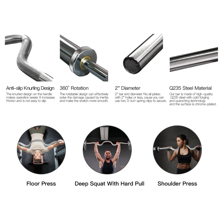 [US Warehouse] 48 inch Curved Bar  Barbell Bar Load-bearing: 500lb