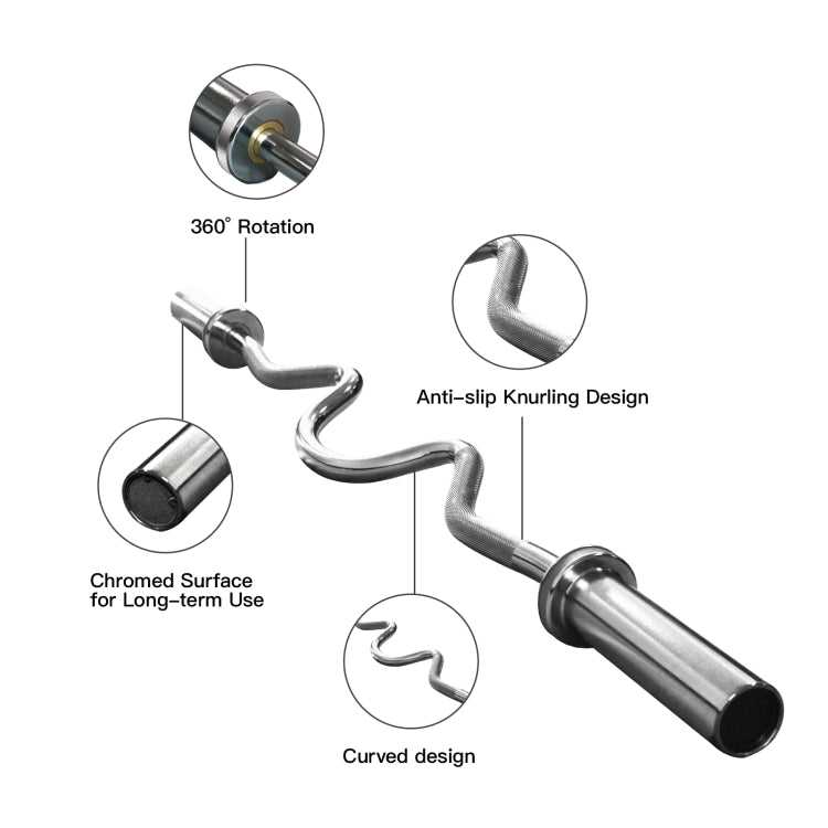 [US Warehouse] 48 inch Curved Bar  Barbell Bar Load-bearing: 500lb