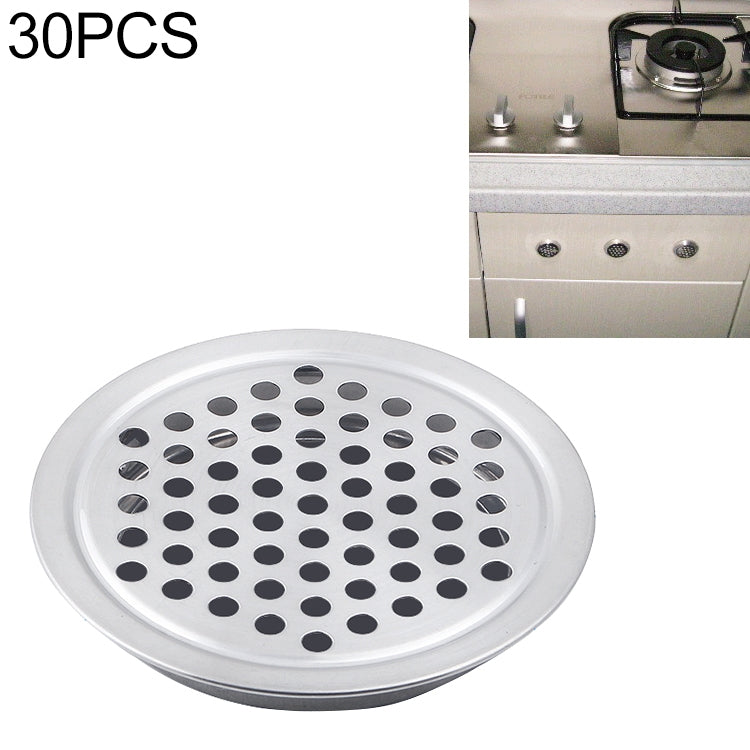 30 PCS 53mm Flat Surface Cabinet Round Air Vent Stainless Steel Louvered Grille Cover Vents with Little Holes