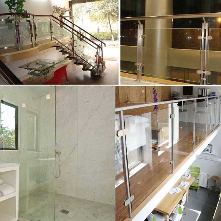 2 PCS 9-14mm Concave Curved Bottom Matte Polished 304 Stainless Steel Fixed Clip Railing Glass Wood Layer Board Clamp Bracket