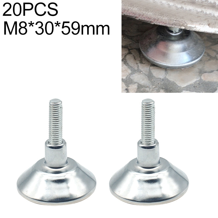 20 PCS Horn Shaped Adjustable Foot Pad, M8 (Wire Length) 30-59mm Bottom