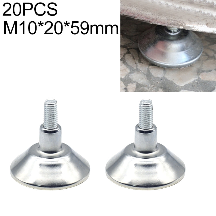 20 PCS Horn Shaped Adjustable Foot Pad, M10 (Wire Length) 20-59mm Bottom
