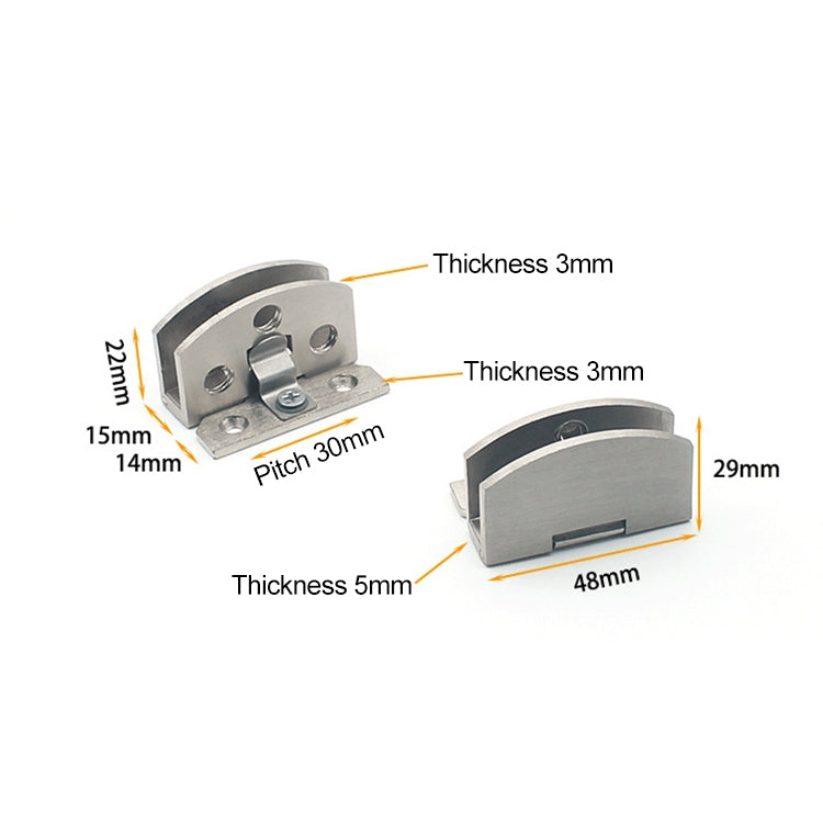 3 PCS Open Hole Free Brushed Surface Glass Hinge, Size: S, 3-7mm