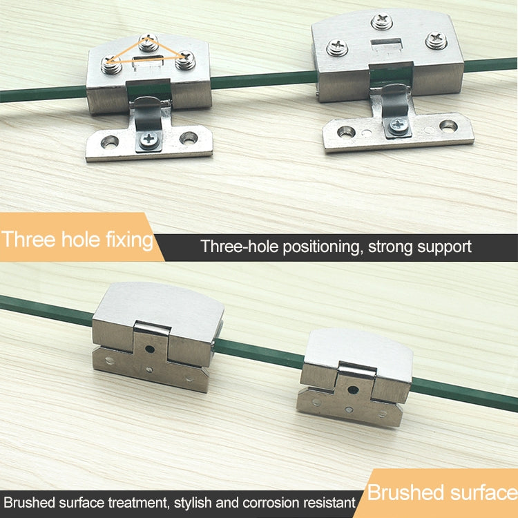 3 PCS Open Hole Free Brushed Surface Glass Hinge, Size: S, 3-7mm
