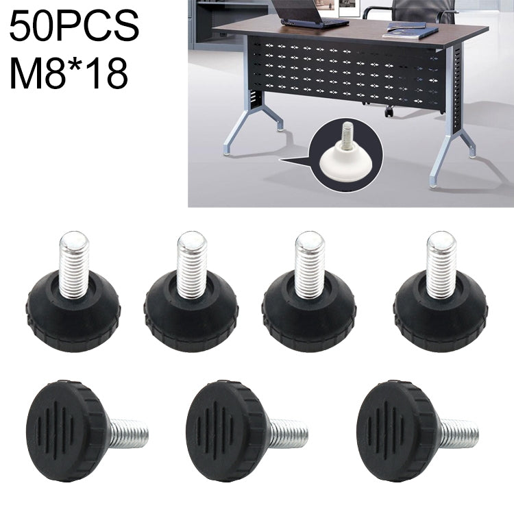 50 PCS Adjustable Foot Pad Furniture Screw Support Stub, M8x18