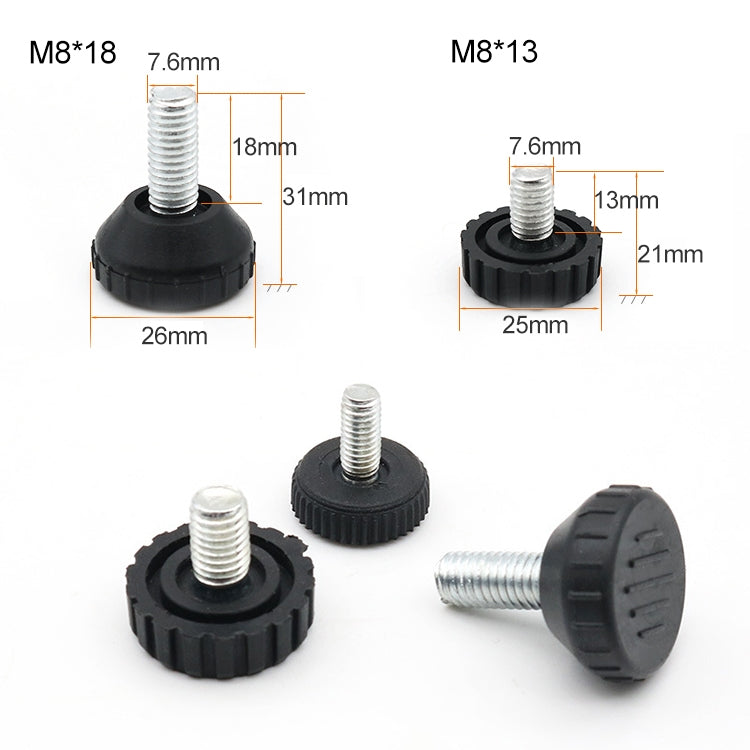 50 PCS Adjustable Foot Pad Furniture Screw Support Stub, M8x18
