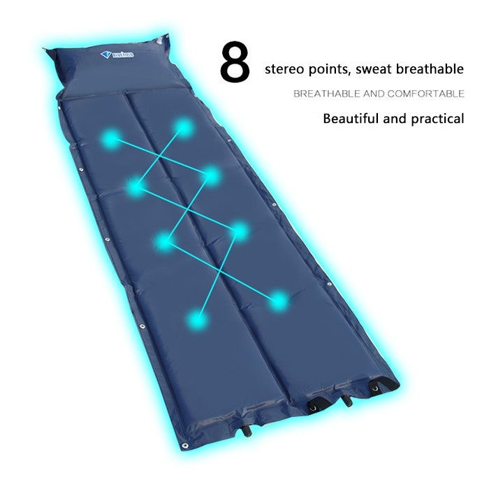 Outdoor Camping Mat Tent Moisture-Proof Mattress Bed Breathable Folding Sleeping Pad Automatic Inflatable Mat with Pillow, Size: 185x55x3cm