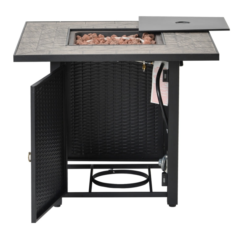 [US Warehouse] Outdoor Propane Gas Fire Pit Table with Steel Heater & Control Knob, Size: 29.9x29.9x24.8 inch