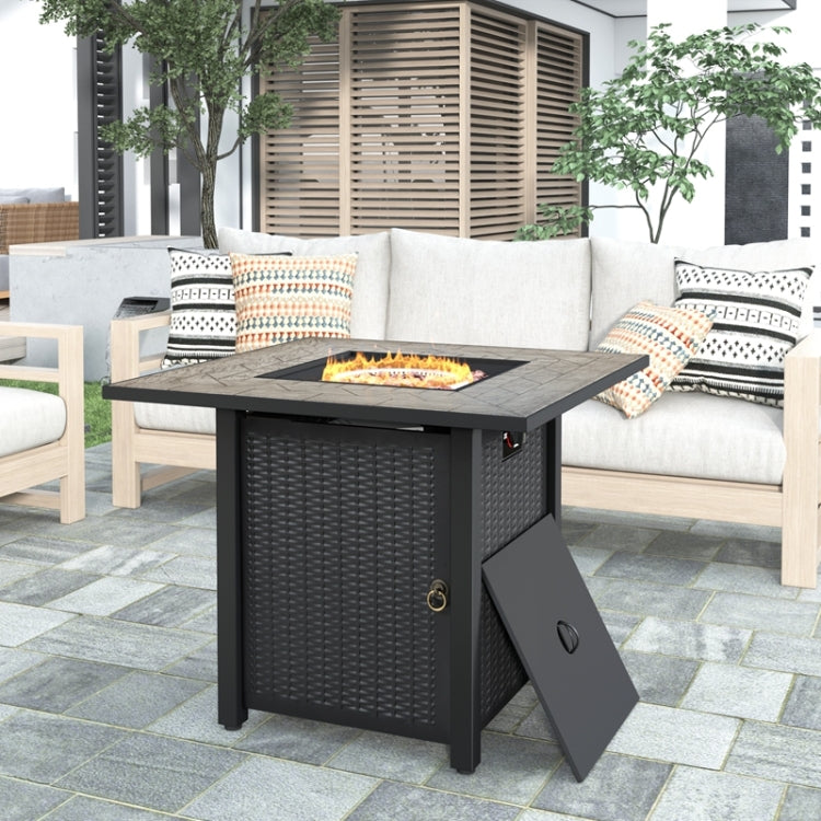 [US Warehouse] Outdoor Propane Gas Fire Pit Table with Steel Heater & Control Knob, Size: 29.9x29.9x24.8 inch