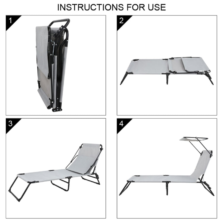 [US Warehouse] Outdoor Folding Three-Fold Camping Bed with Head Canopy