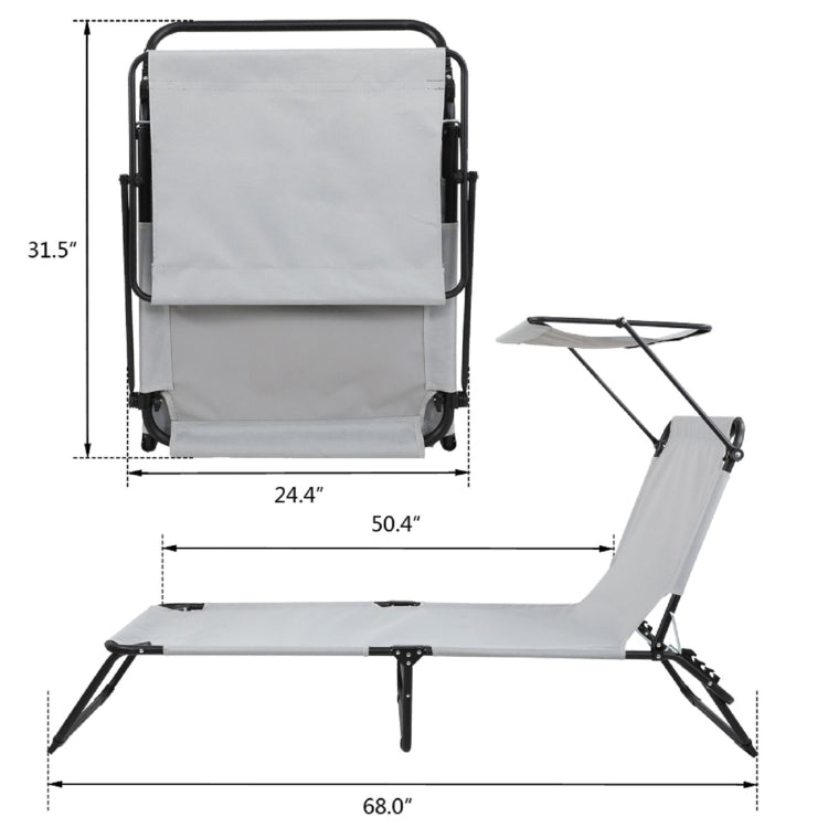 [US Warehouse] Outdoor Folding Three-Fold Camping Bed with Head Canopy