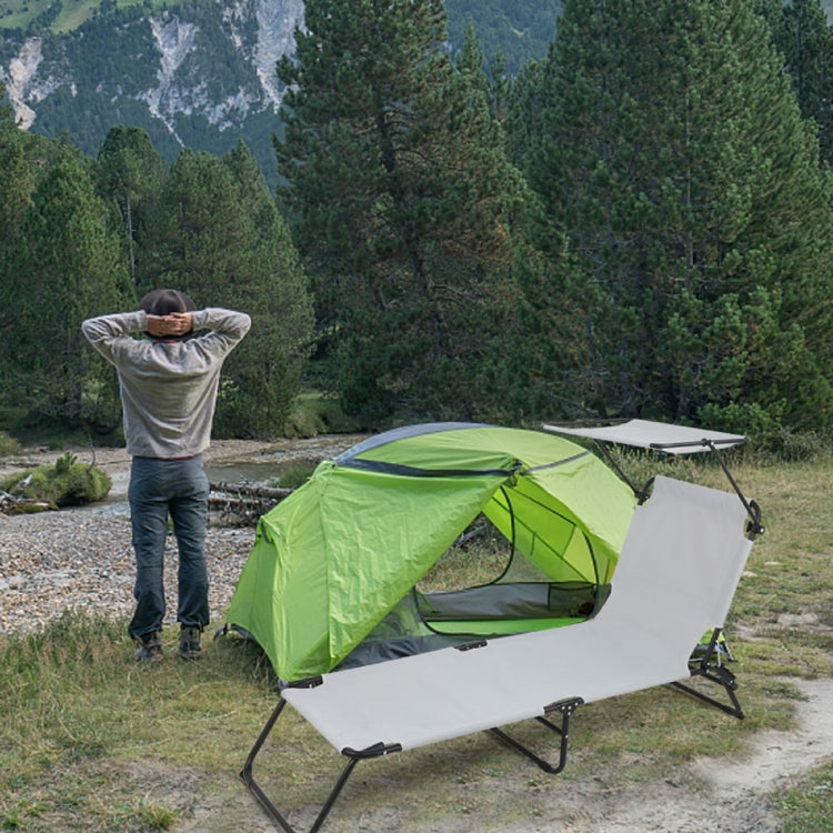 [US Warehouse] Outdoor Folding Three-Fold Camping Bed with Head Canopy