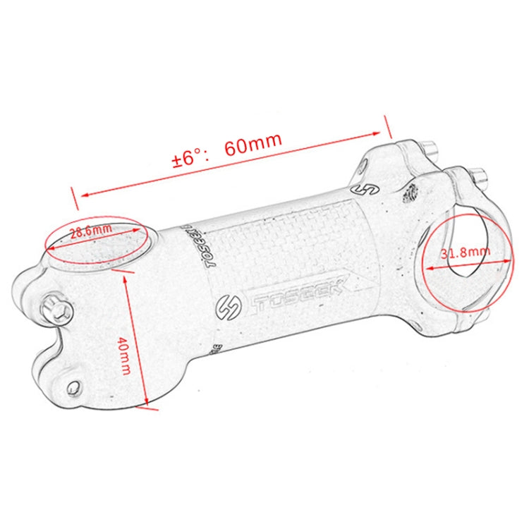 TOSEEK Road Mountain Bike Ultra-light Handlebar Stem Riser Faucet, Size: 6 Degree, 60mm (Gloss)