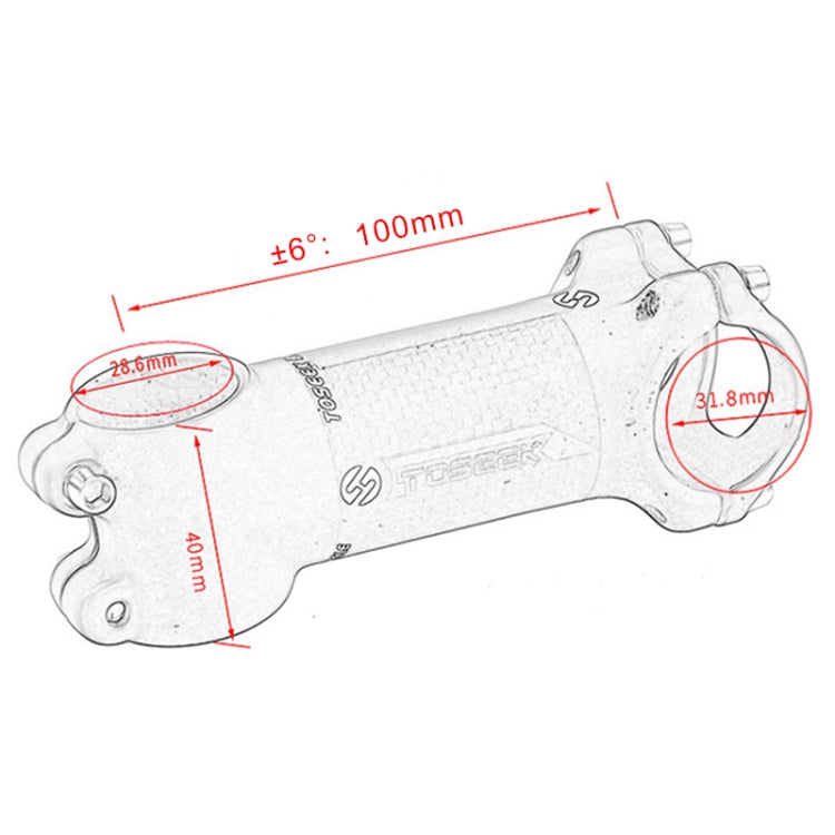 TOSEEK Road Mountain Bike Ultra-light Handlebar Stem Riser Faucet, Size: 6 Degree, 100mm (Gloss)