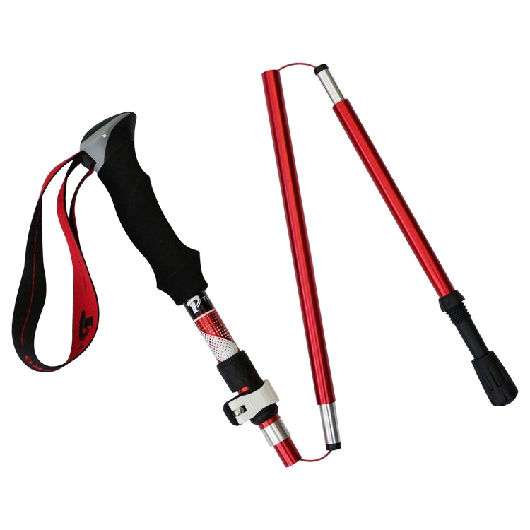 5 Node Portable Foldable Aluminium Alloy Alpenstocks Trekking Poles, Folding Length : 28.5CM