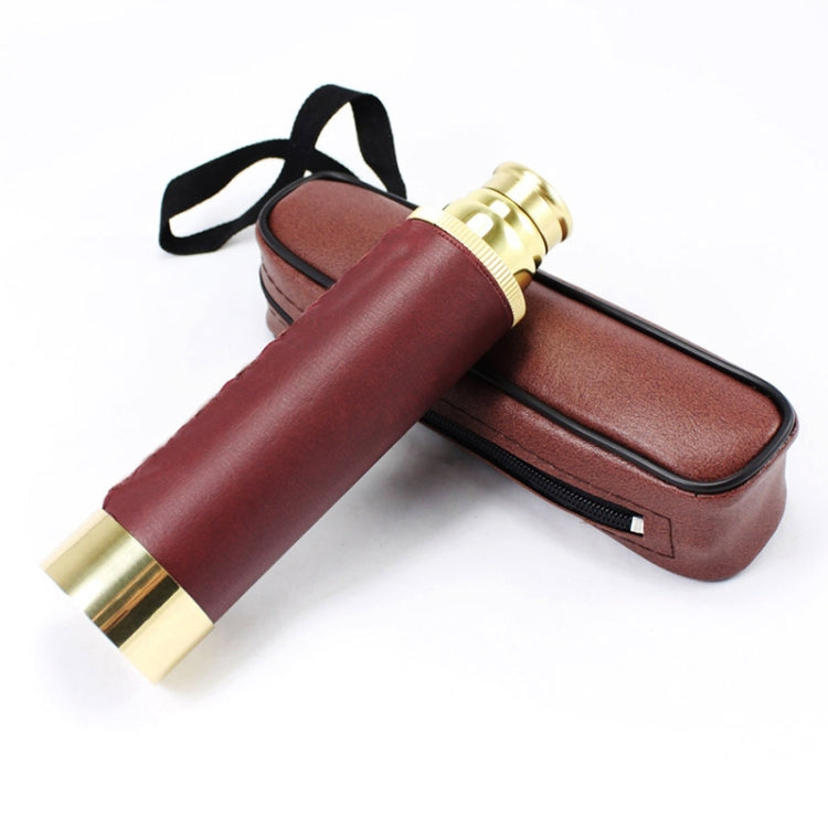25x30 Portable Pirate Monocular Professional Vision Monocular Telescope with Leather Bag(Gold)