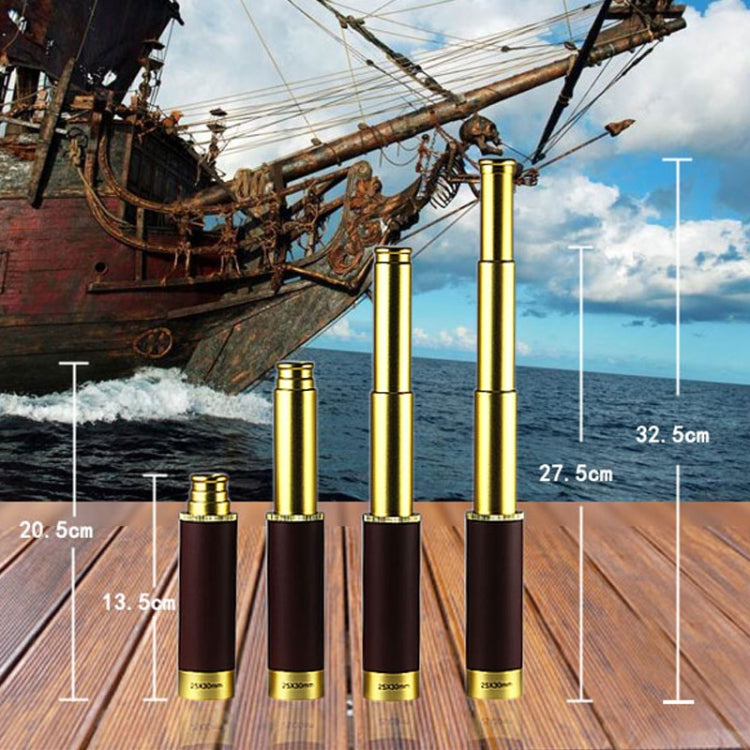 25x30 Portable Pirate Monocular Professional Vision Monocular Telescope with Leather Bag(Gold)