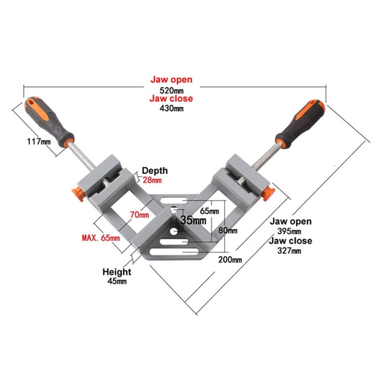 Aluminum Alloy Right Angle Clamp Woodworking Tools Jigs Double Handle 90 Degree Right Angle Clips Quick Corner Clamps