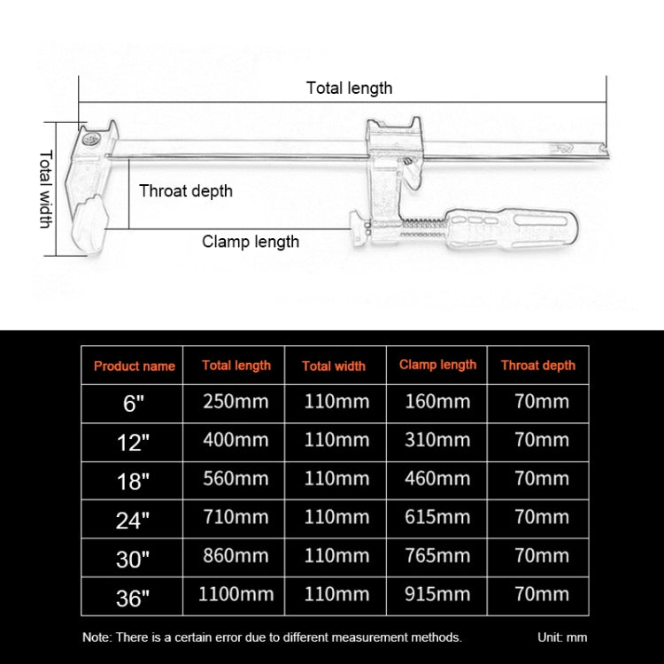 30 Inch Thicken F Clip Woodworking Fast Fixed Clamping and Splicing Tool