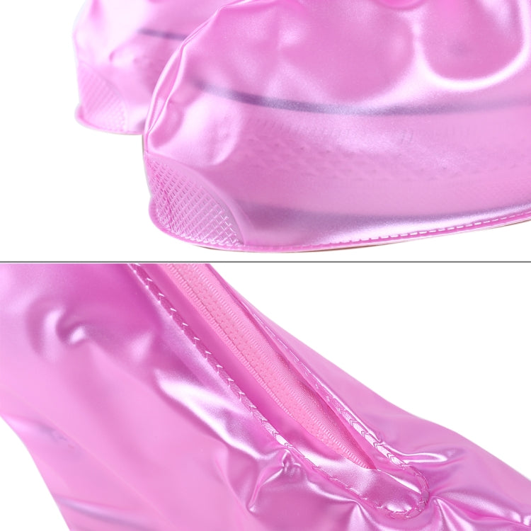 Fashion PVC Non-slip Waterproof Thick-soled Shoe Cover Size: S(Pink)