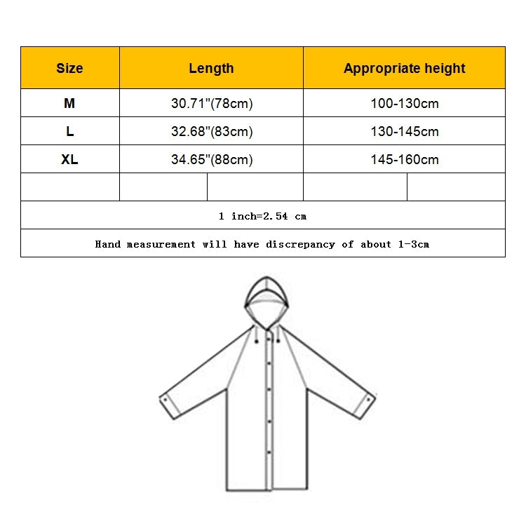 Fashion Children Lightweight EVA Transparent Frosted Raincoat Big Hat With Pocket Size: L