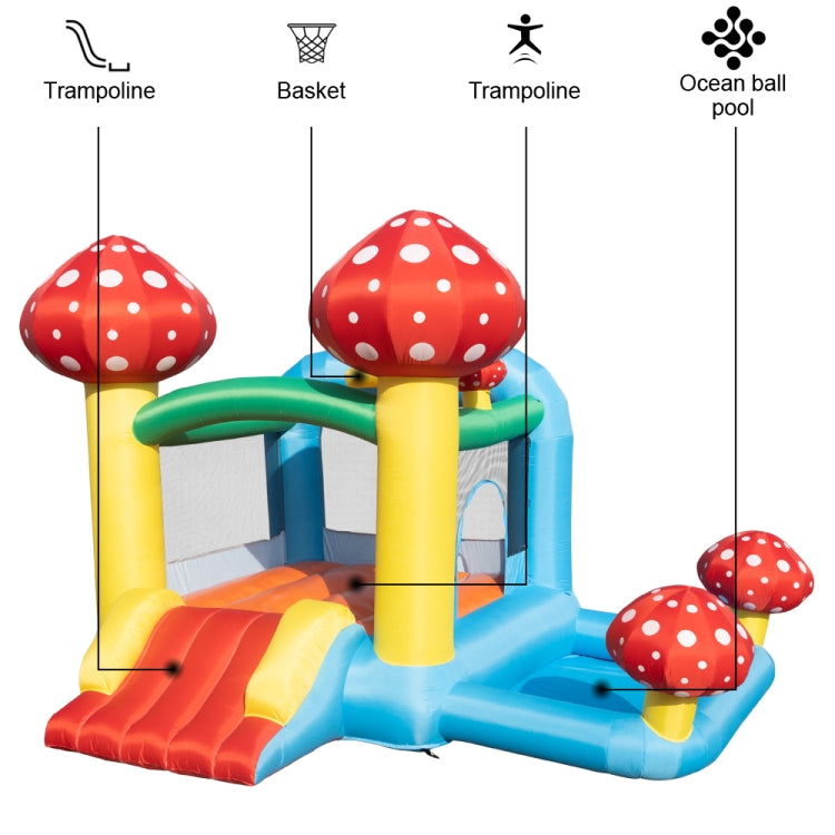 [US Warehouse] PVC Inflatable Mushroom Trampolines with Pool & Slide & Air Blower, Size: 122x106x87 inch