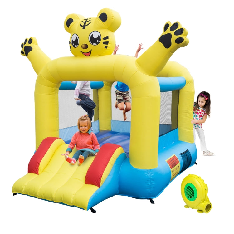 [US Warehouse] Inflatable Tiger Trampolines with Slide & Air Blower, Size: 83x106x95 inch