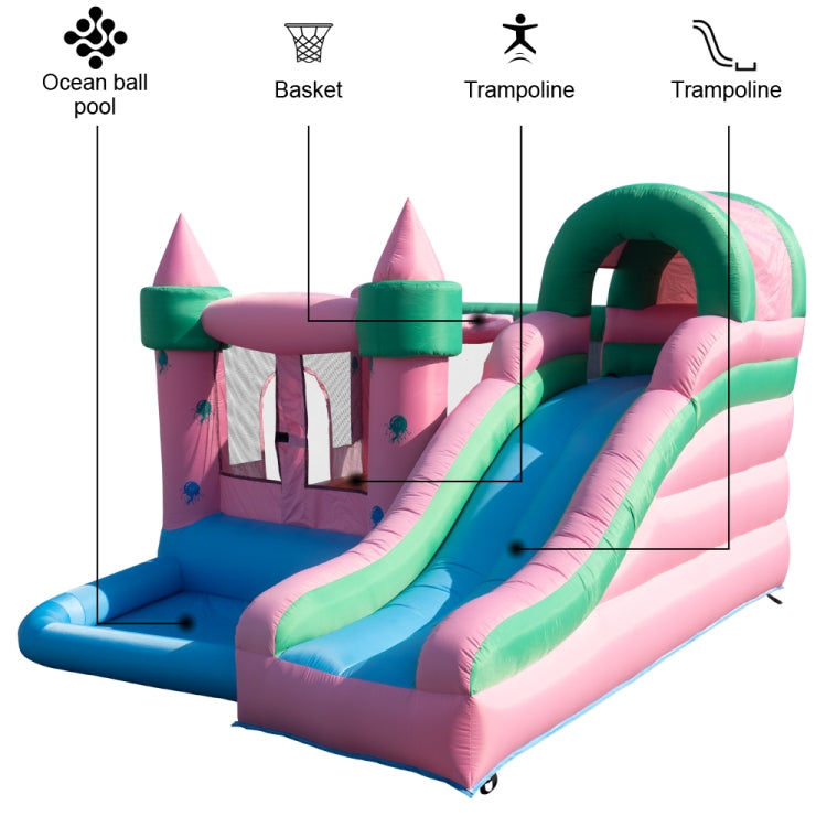 [US Warehouse] Inflatable Jellyfish Trampolines with Pool & Slide, Size: 110x126x83 inch