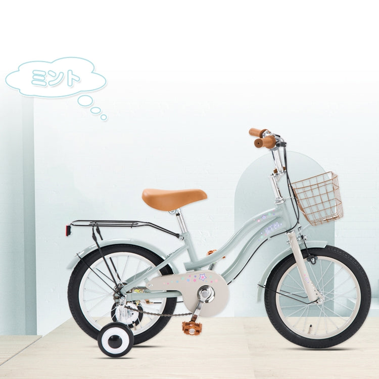 [JPN Warehouse] 16 inch Children Bicycle Riding Tools with Auxiliary Wheel (Green)