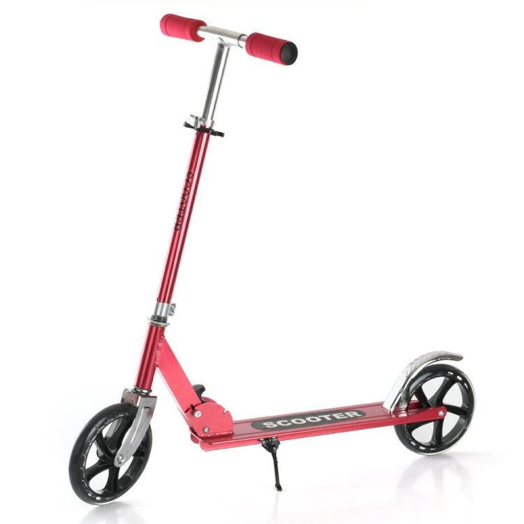 [US Warehouse] 200mm Large Wheels Adjustable Folding Aluminum Alloy Scooter (Red)