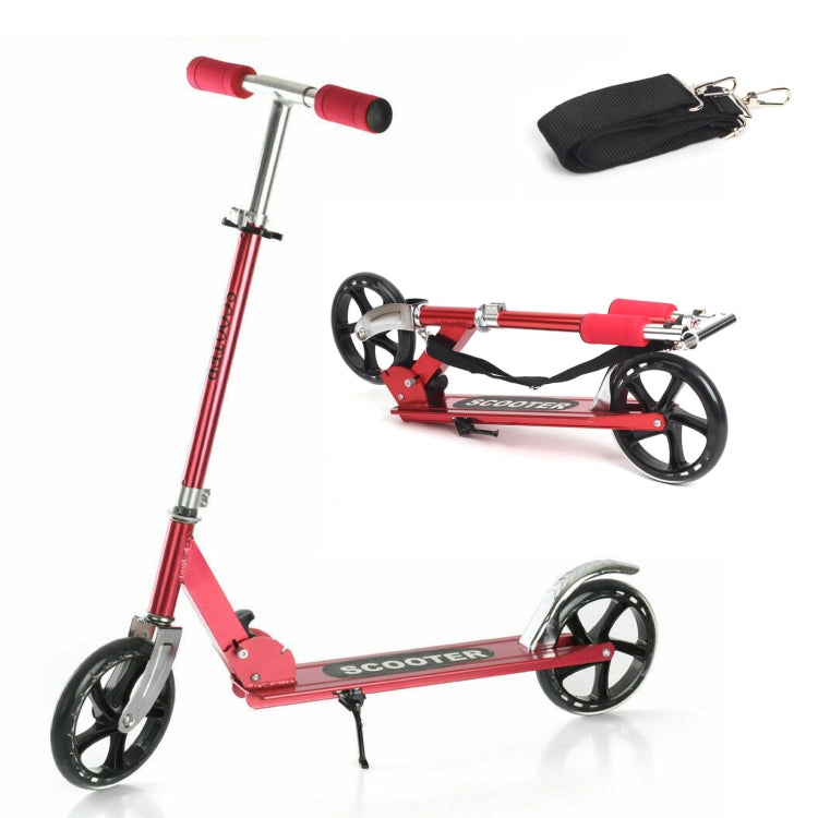 [US Warehouse] 200mm Large Wheels Adjustable Folding Aluminum Alloy Scooter (Red)