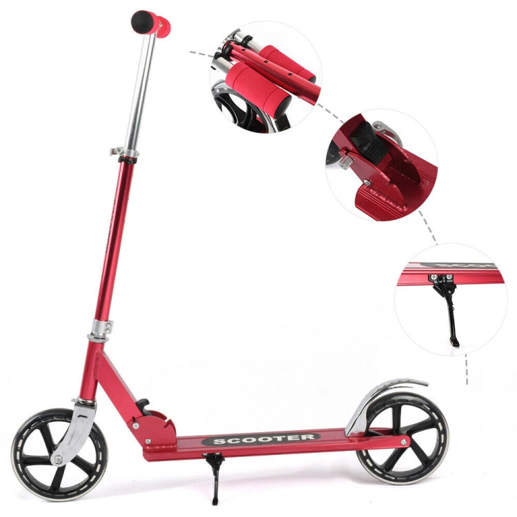 [US Warehouse] 200mm Large Wheels Adjustable Folding Aluminum Alloy Scooter (Red)