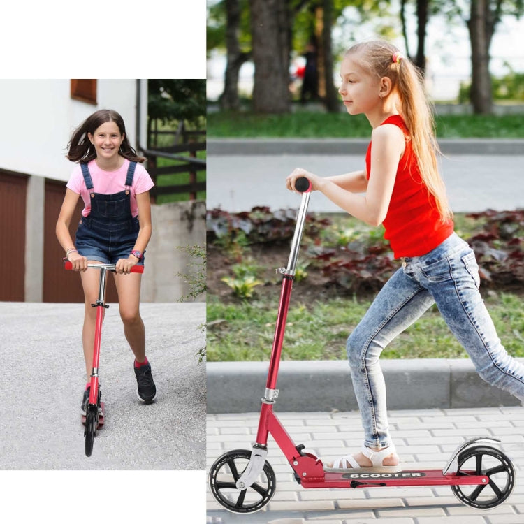 [US Warehouse] 200mm Large Wheels Adjustable Folding Aluminum Alloy Scooter (Red)