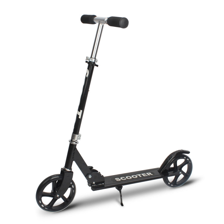 [US Warehouse] 200mm Large Wheels Adjustable Folding Aluminum Alloy Scooter (Black)